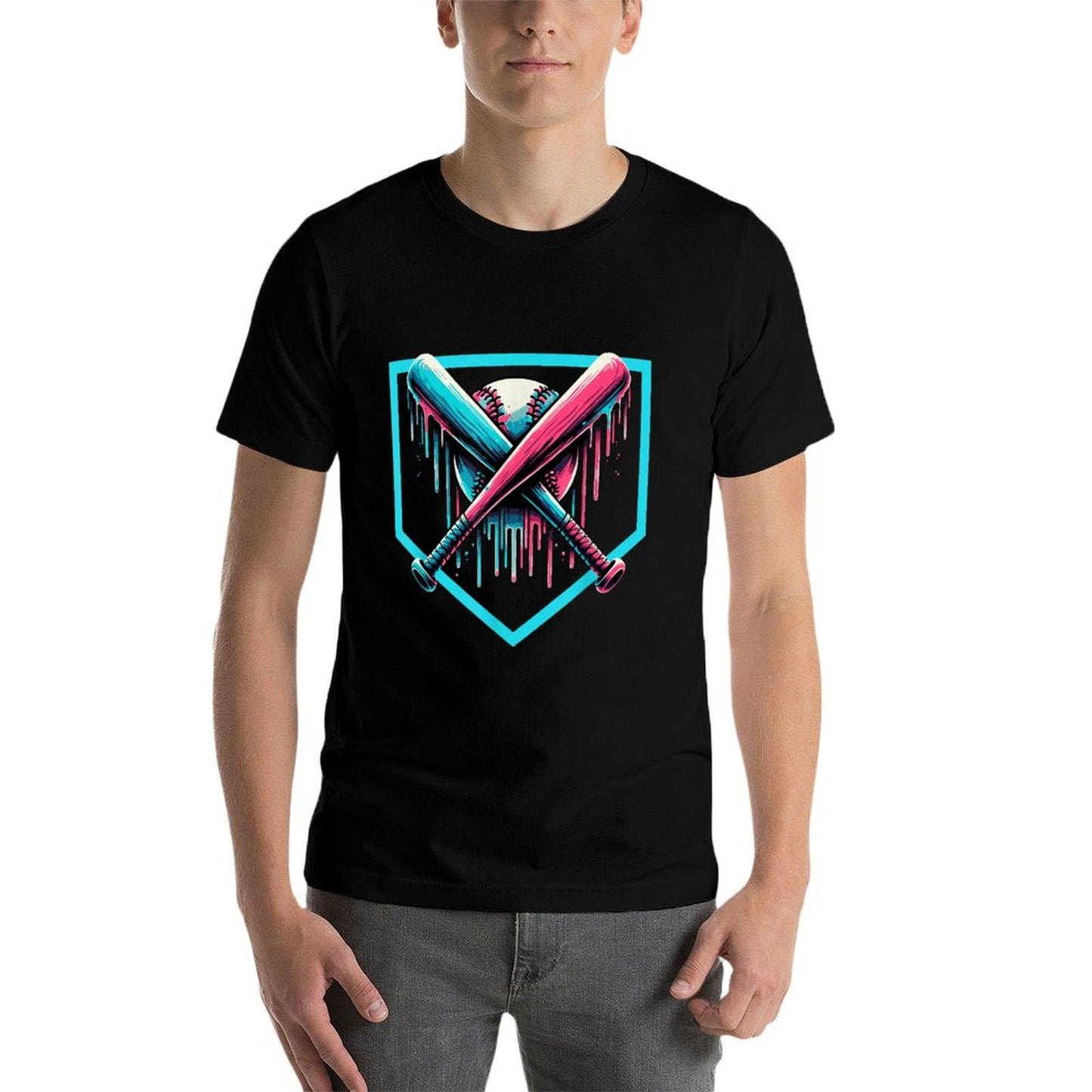 Drip Boys Baseball Bat And  Heathered Texture T-Shirt