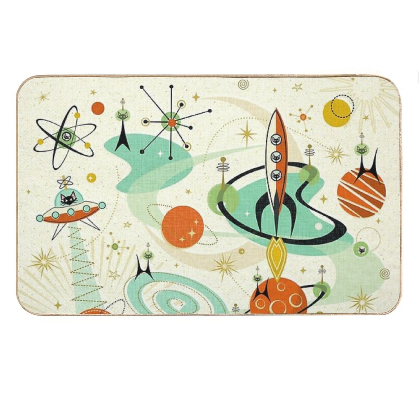 Atomic Cats in Space ©studioxtine Bath Mat