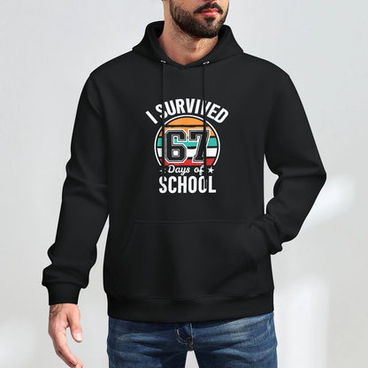 Vintage I Survived 67 Days of School Funny Teachers Students Moisture-Wicking Hoodie