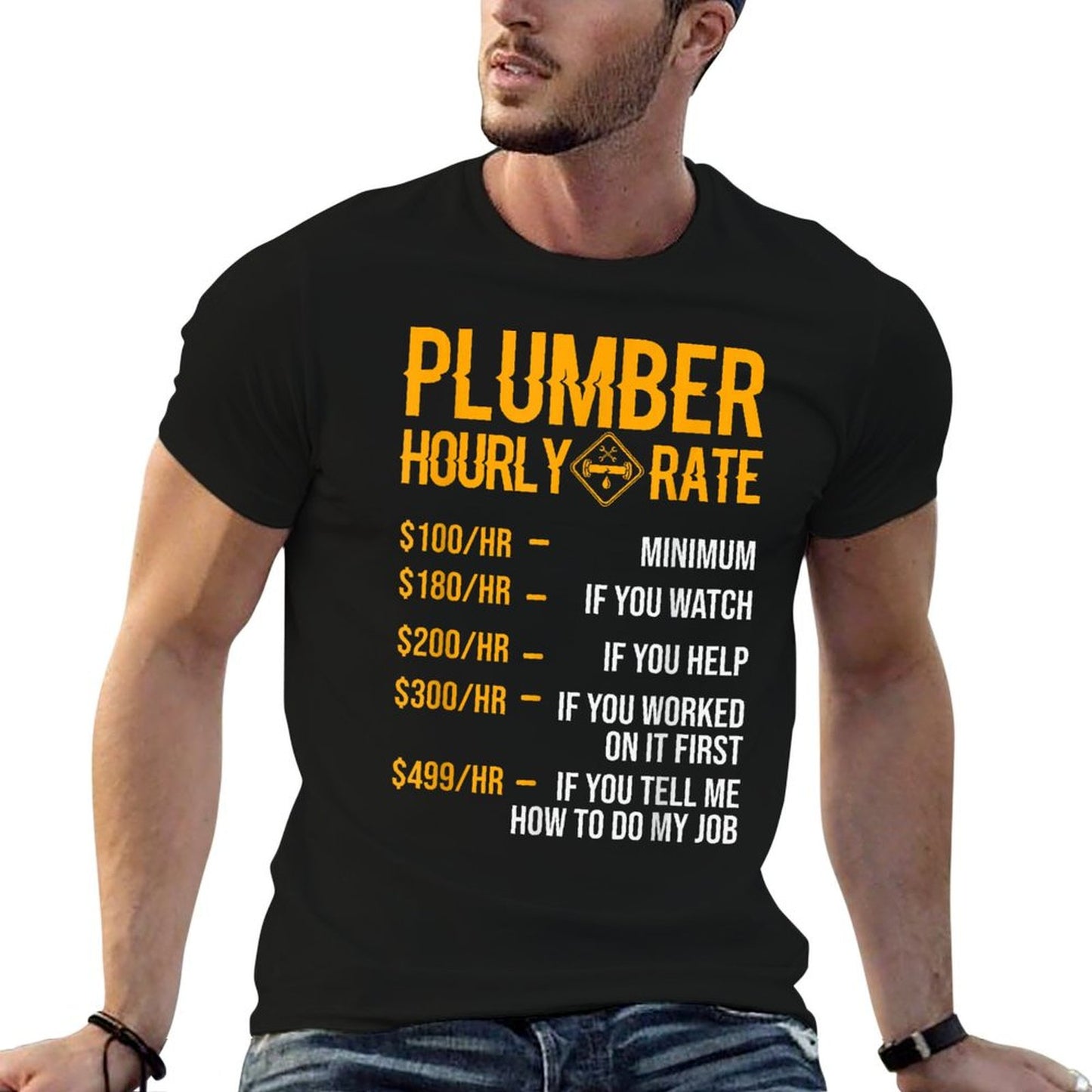 Funny Plumber Men&#39;s - Plumber Hourly Rate T-Shirt