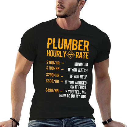 Funny Plumber Men&#39;s - Plumber Hourly Rate T-Shirt
