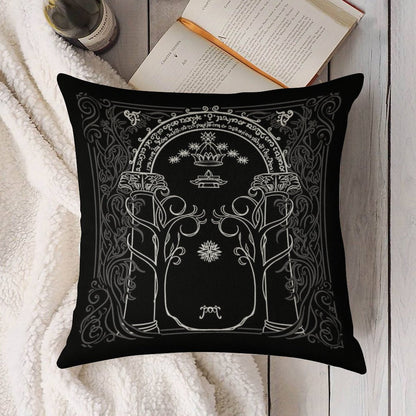 Mountain Door in The Style of J.R.R.Tolkien Linen Throw Pillow Cover