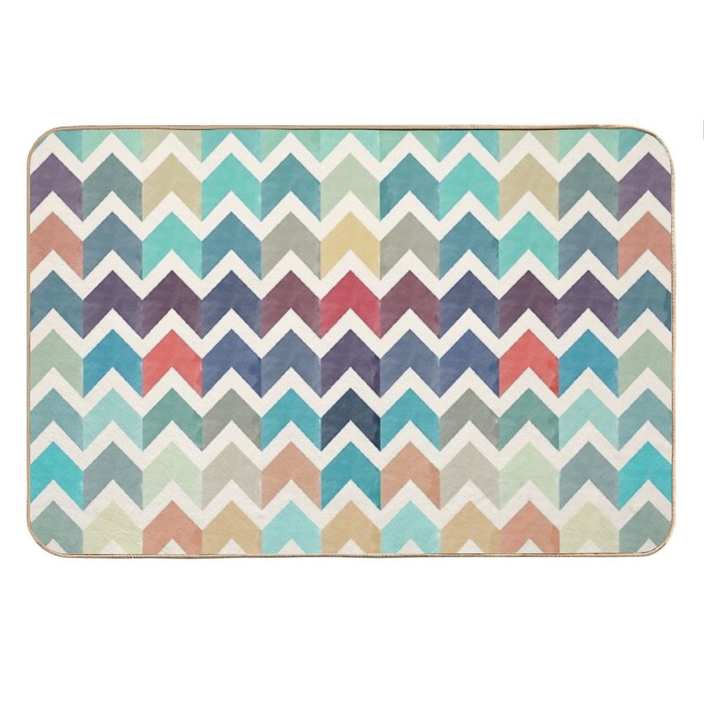 Watercolor Chevron Pattern Bath Mat