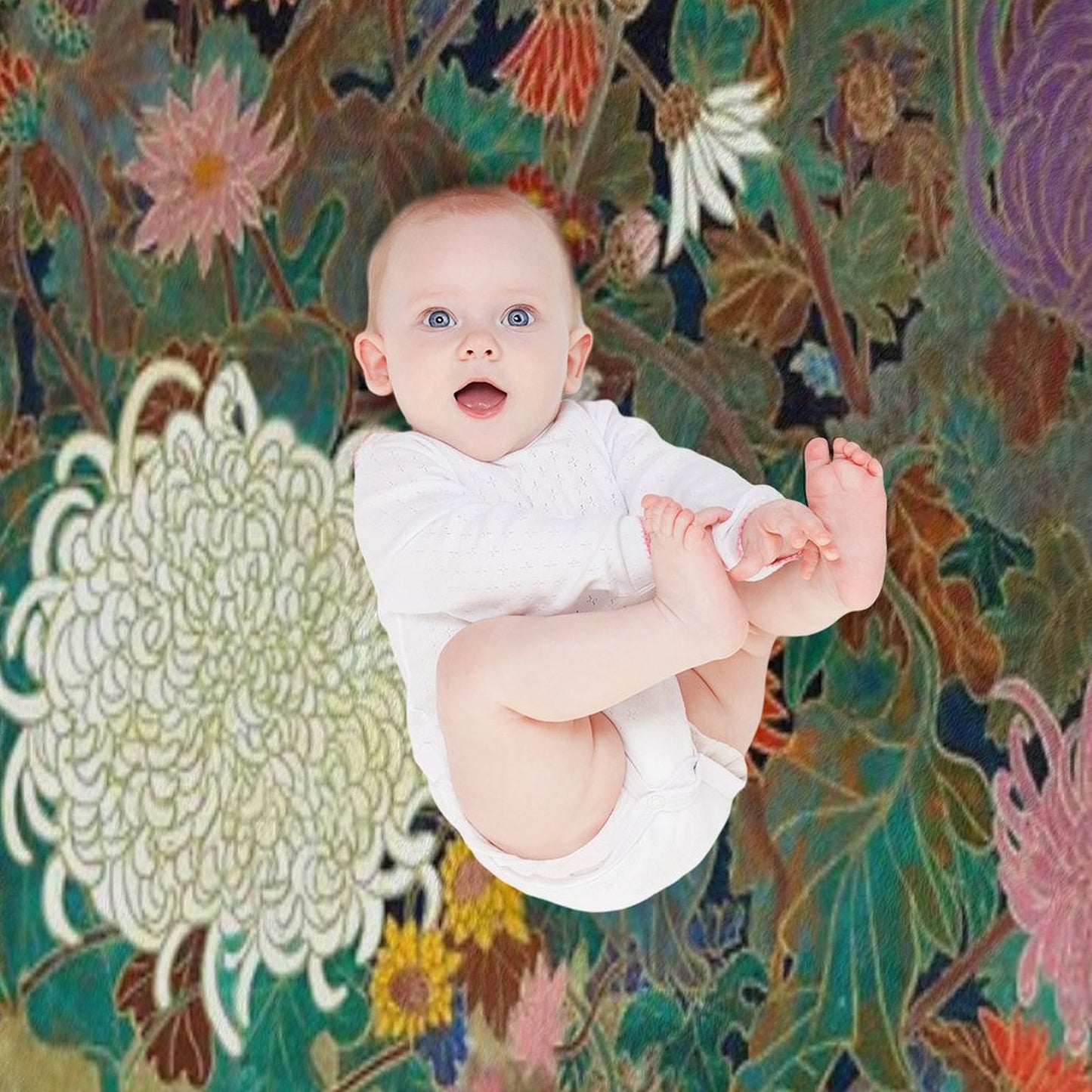 Flower【Japanese Painting】 Throw Blanket