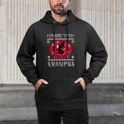 Gruss Vom Krampus. Goth Christmas Ugly Sweater. Krampus Xmas Sweatshirt Kangaroo Pocket Hoodie