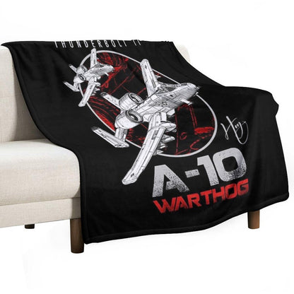 A-10 Thunderbolt II Warthog Subsonic Attack Aircraft  Nicknamed Hog Us Air Force Fighterjet Throw Blanket