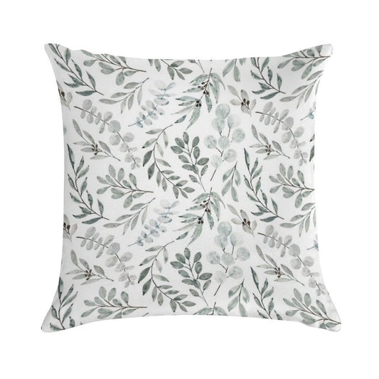 Australian Eucalyptus Watercolor Botanical Leaves Australianiana Eucalyptus Leaves in Watercolour Soft Short Plush Fabric Throw Pillow