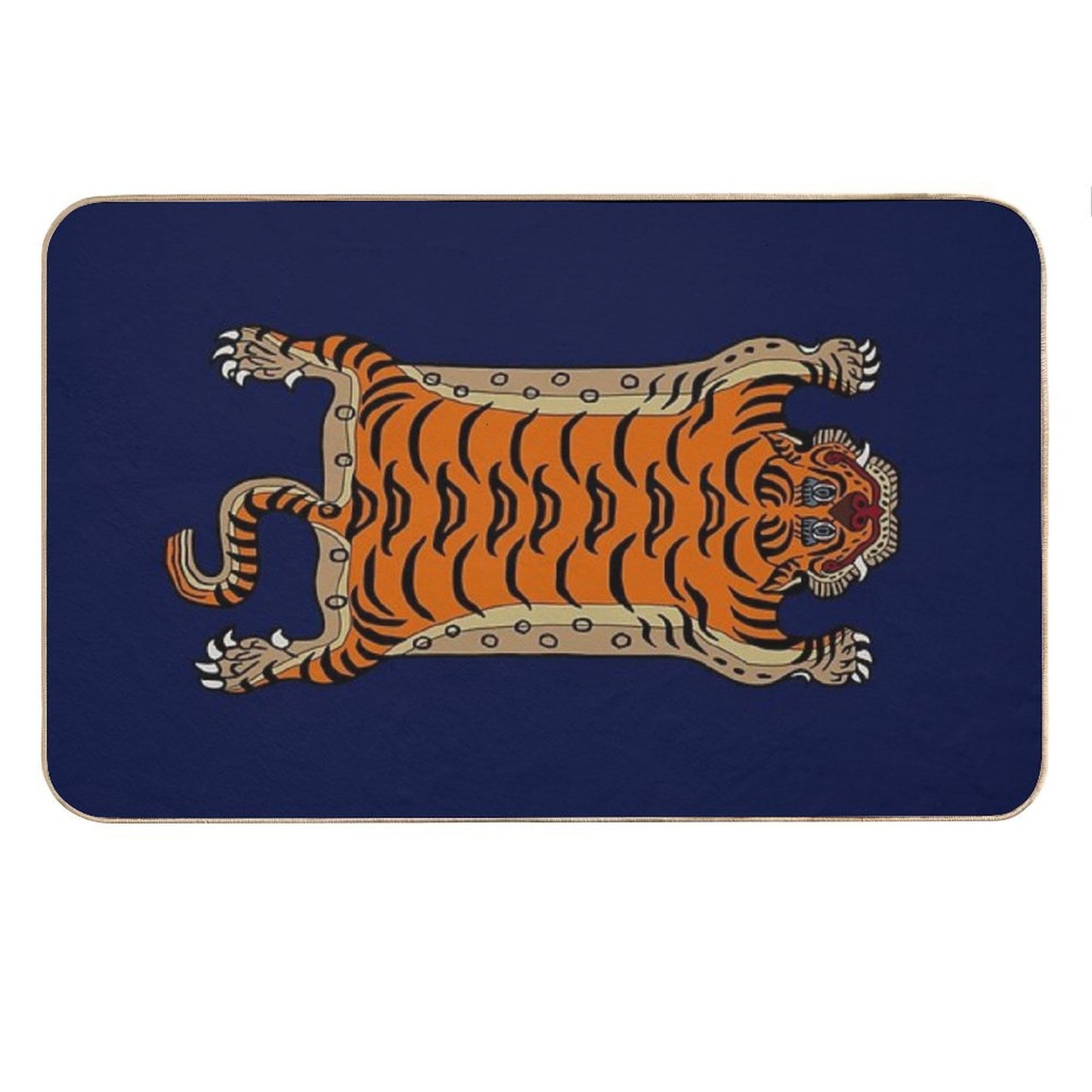 TIBETAN TIGER RUG-navy Blue Bath Mat