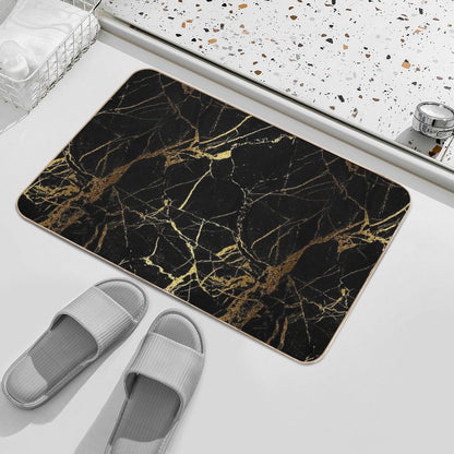 Black And Gold Marble  Texture Bath Mat