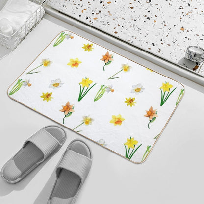 Watercolor Daffodil Flowers Bath Mat