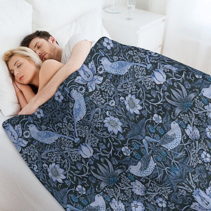 William Morris - Strawberry Thief, Blue Throw Blanket