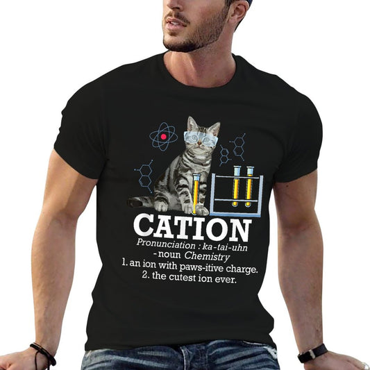 Cation - Funny Chemistry Humor Science Teacher Cat Pun T-Shirt