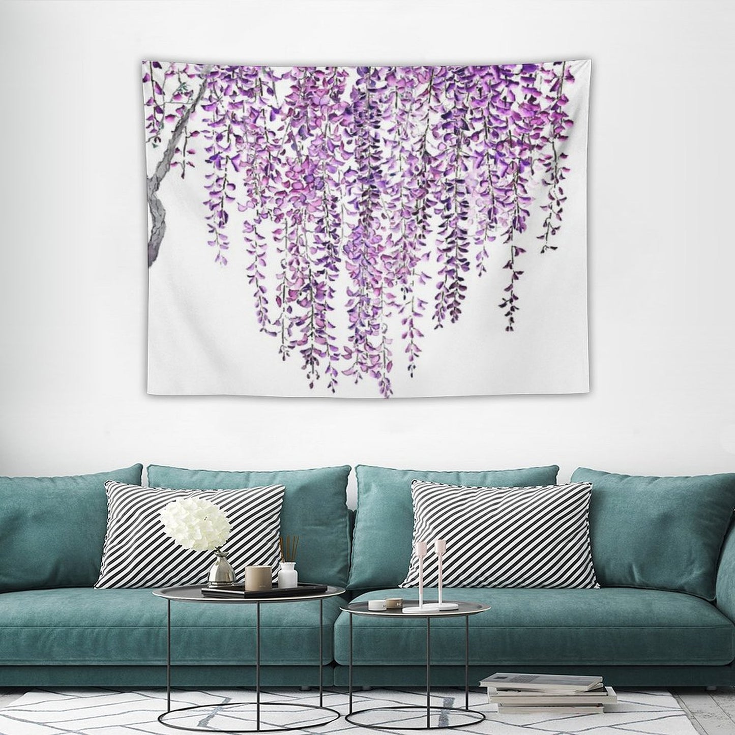Hand Painted Purple Wisteria  in Bloom Tapestry