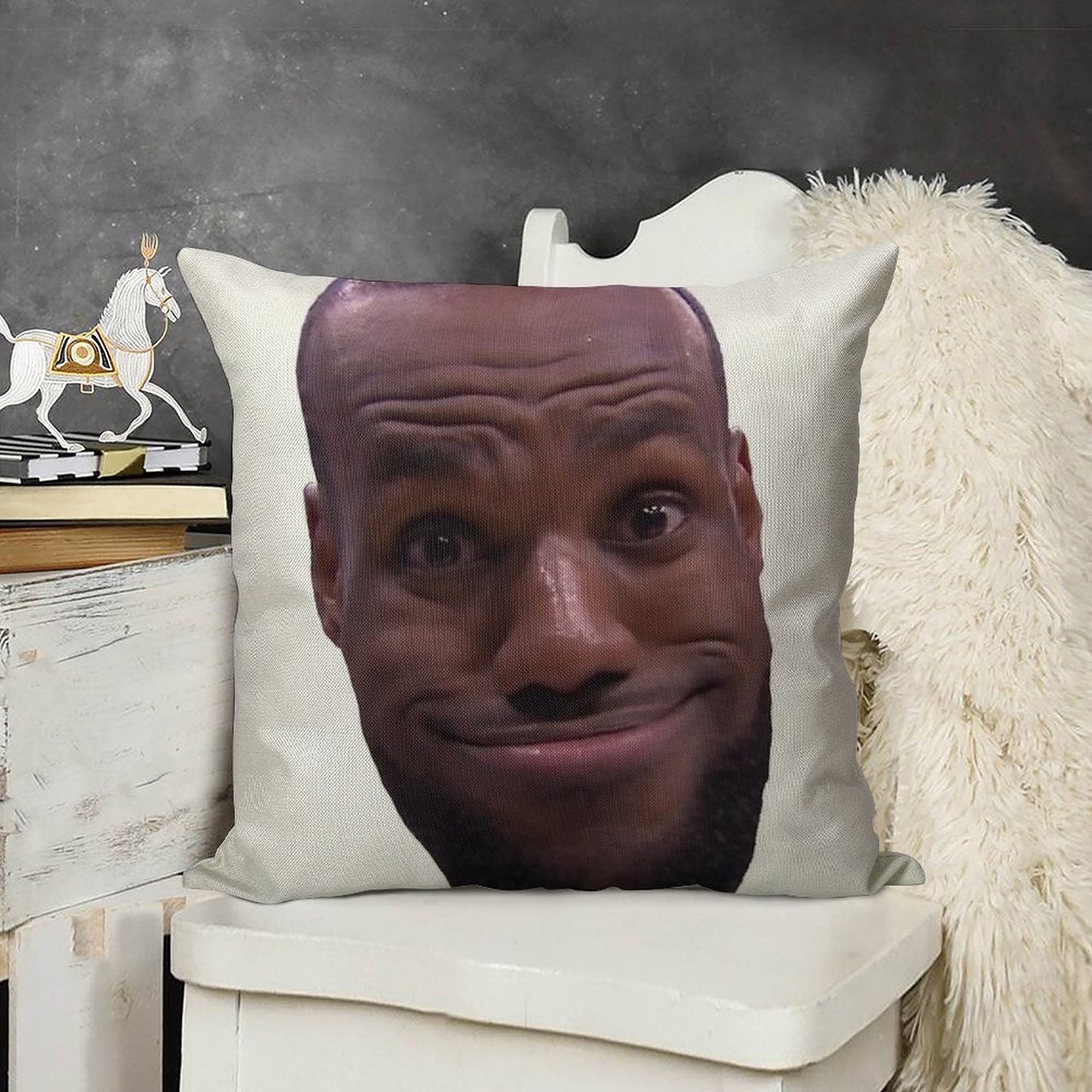 Lebron James Goofy Face Linen Throw Pillow Cover