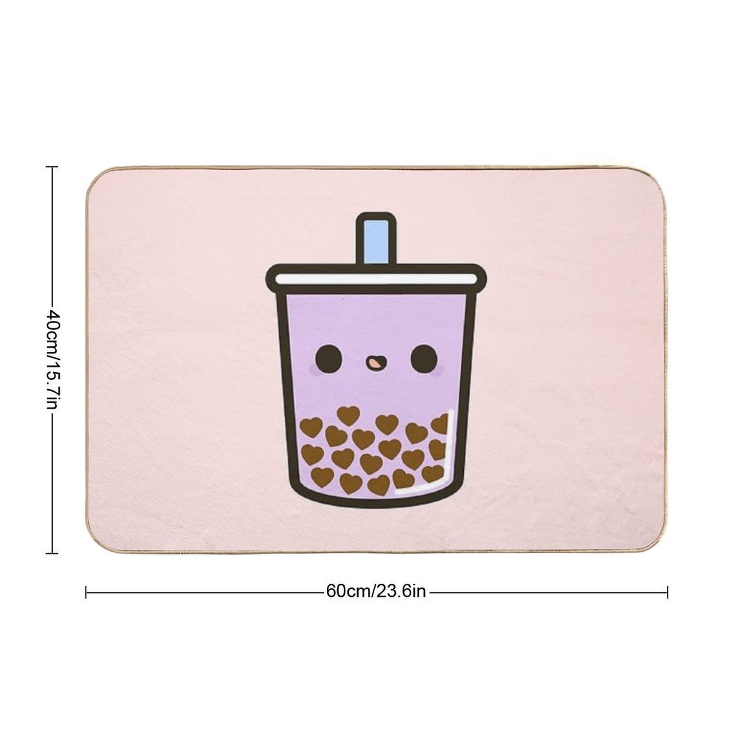 Cute Love Heart Bubble Tea Bath Mat