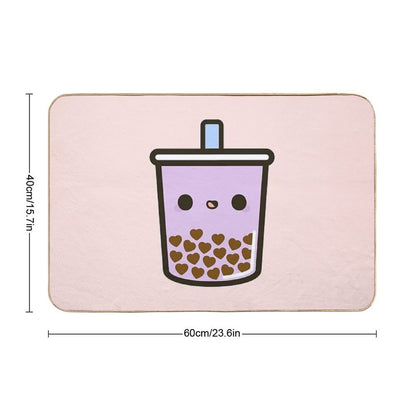 Cute Love Heart Bubble Tea Bath Mat