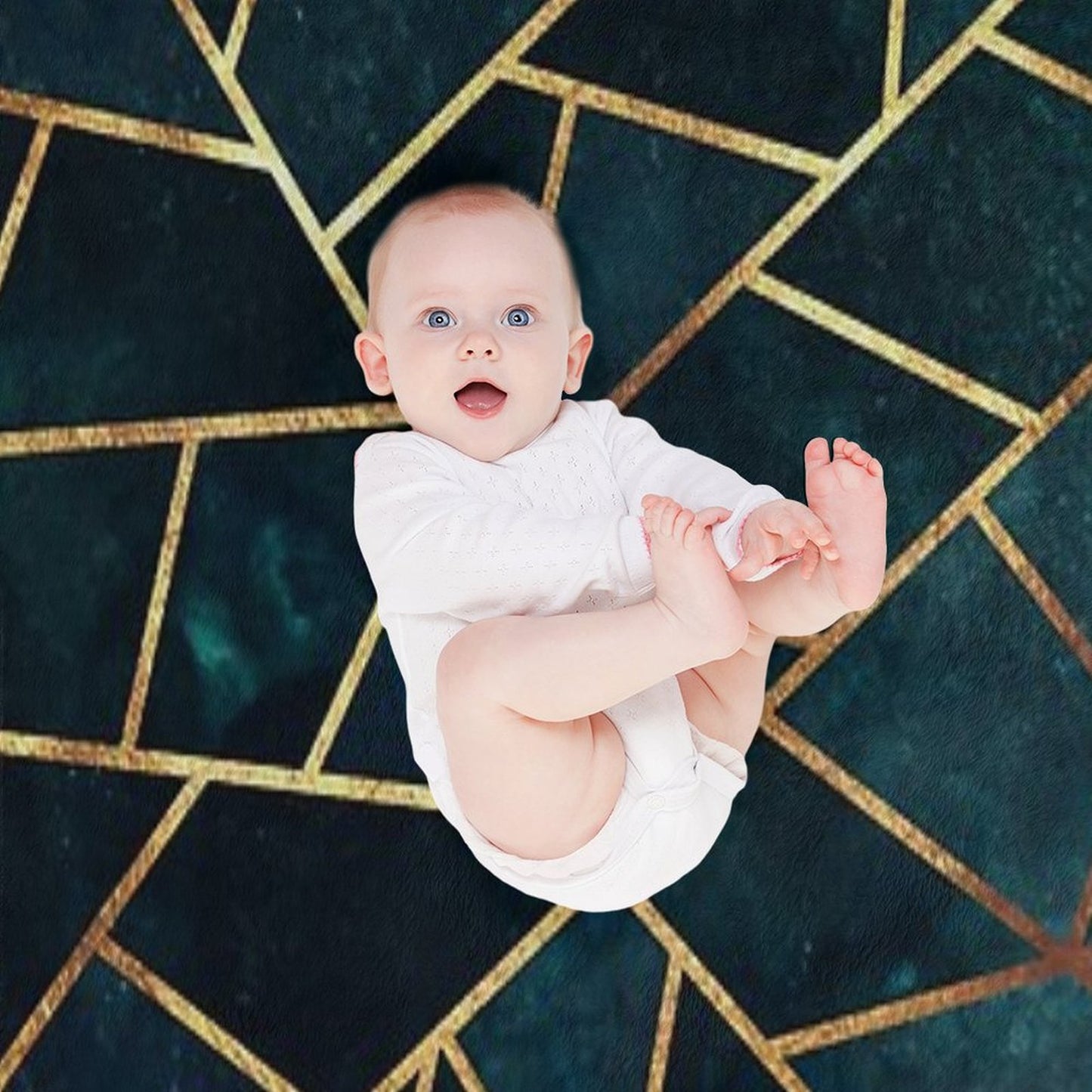 Deep Teal Geometric Throw Blanket