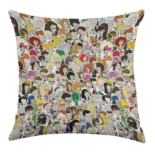 103 Faces of Roger The Alien Linen Throw Pillow Cover