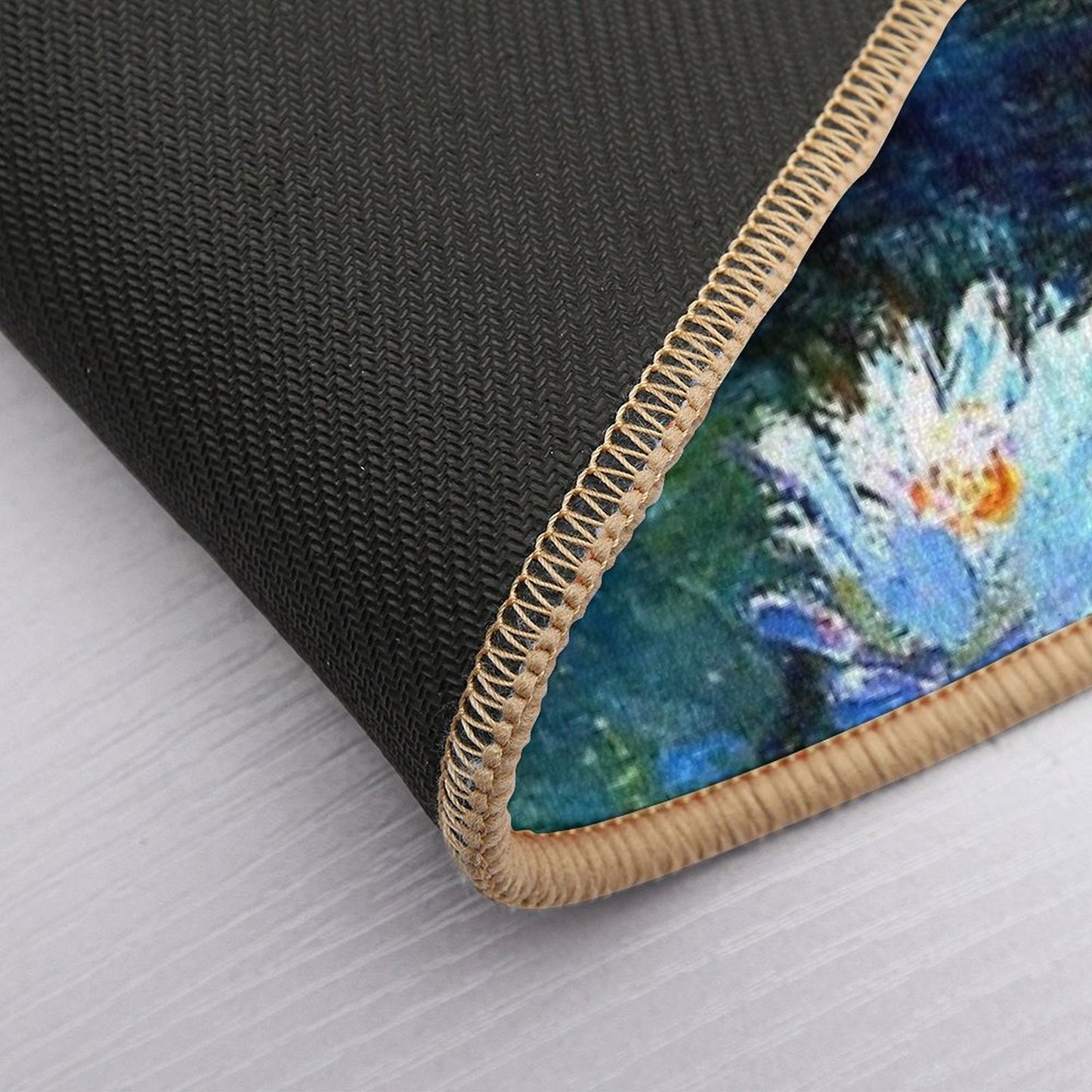 Water Lilies Monet Deep Blue  Repositionable Bath Mat