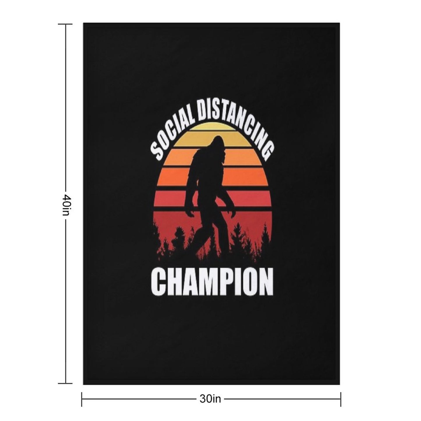 Bigfoot Funny Social Distancing Champion Vintage Sunset Throw Blanket