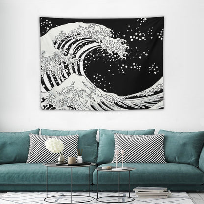 Black And White Great Wave Tapestry