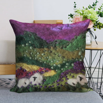 Print ONLY - North York Moors Felted Textile Art Linen Throw Pillow Cover