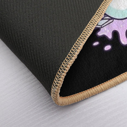 Kawaii Pastel Goth Cute Creepy Occult Cat And Skull Bath Mat