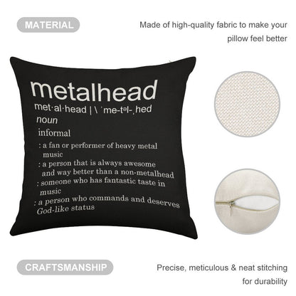 Metalhead Meaning Linen Throw Pillow Cover