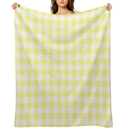 Sunny Yellow Gingham Checked Pattern Throw Blanket