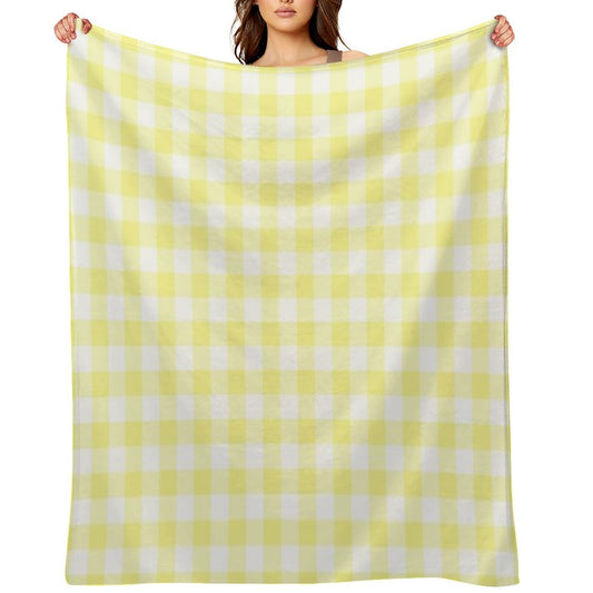 Sunny Yellow Gingham Checked Pattern Throw Blanket