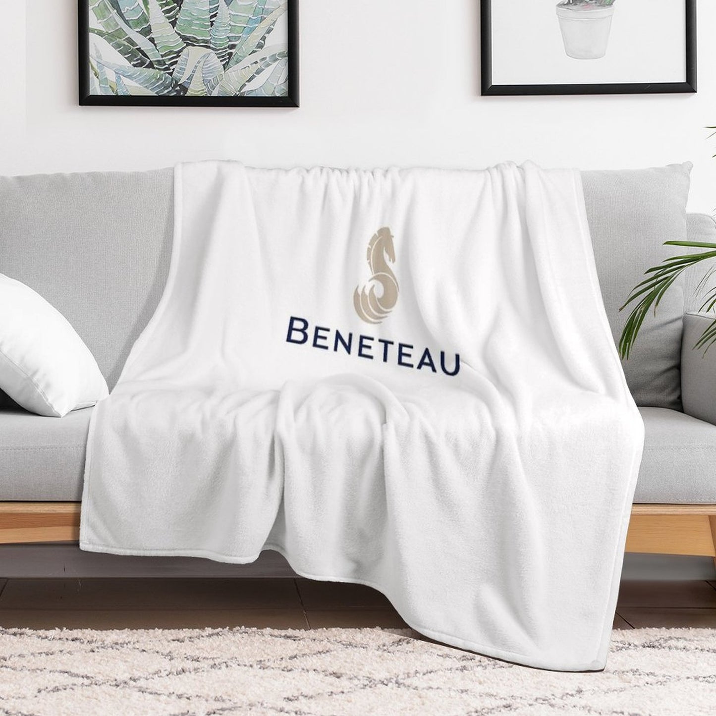 Beneteau Yachts Logo Fishing Throw Blanket
