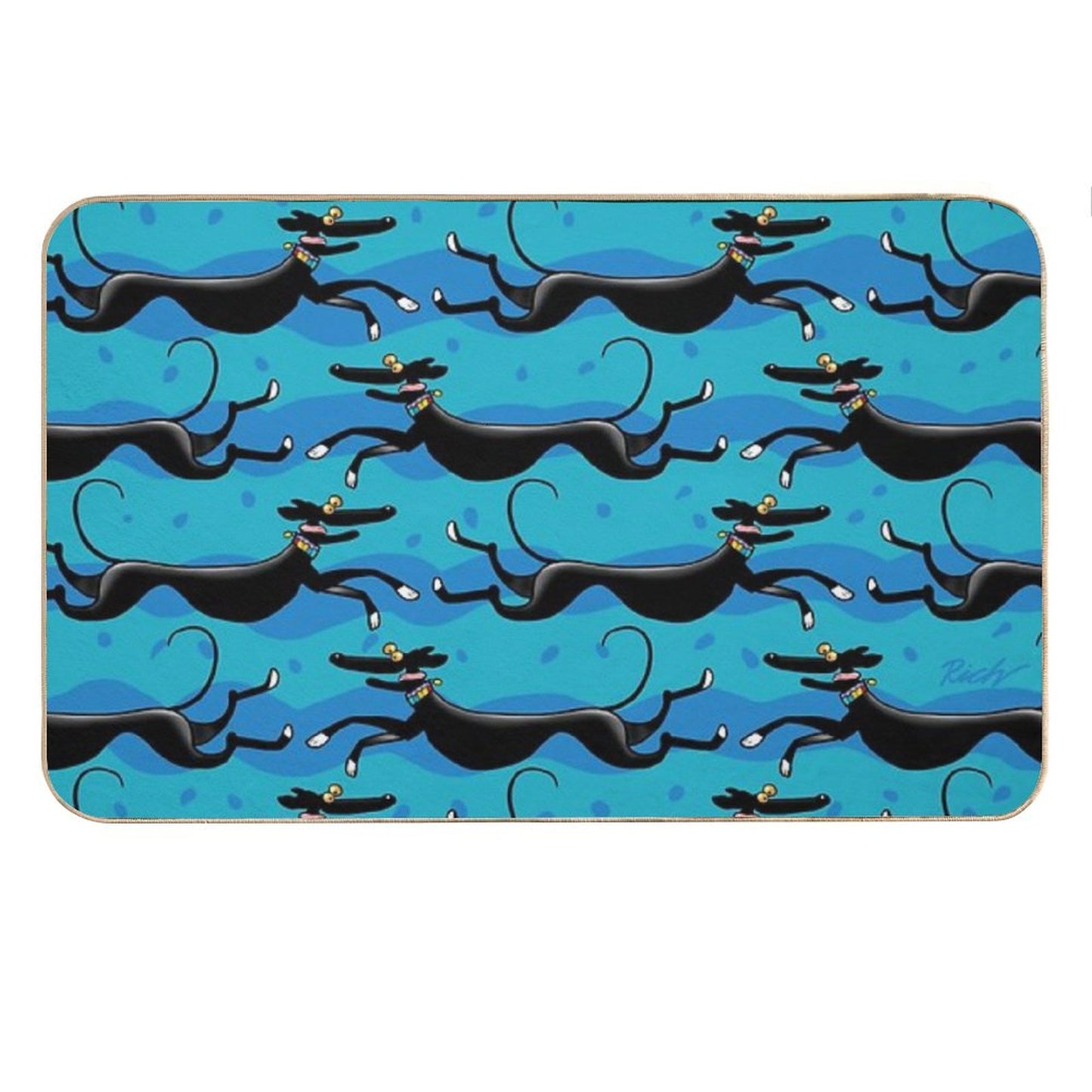 Blue Zoomies Pattern Bath Mat