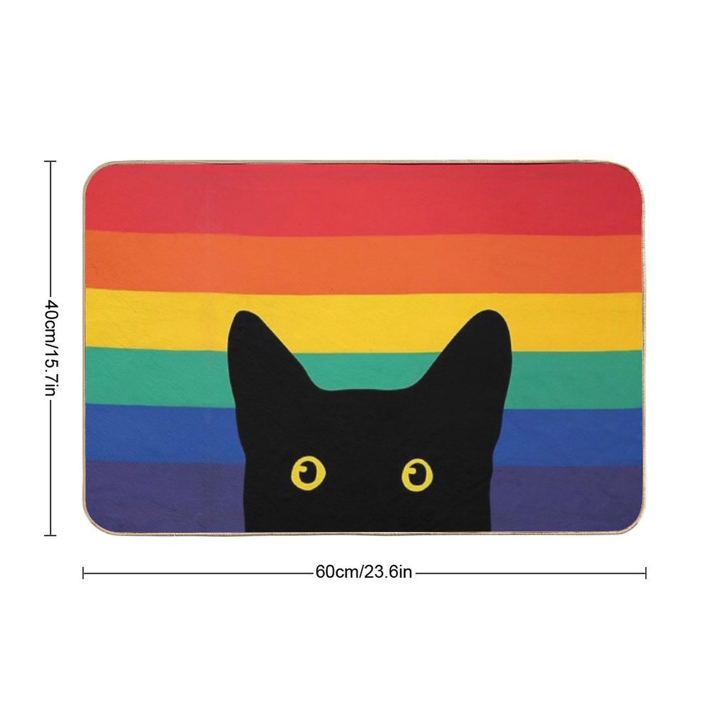 Peeking Cat in Rainbow Circle Bath Mat