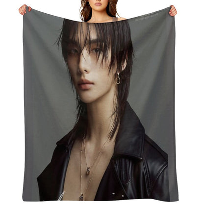 Esquire Hot Hyunjin Stray Kids (스트레이 키즈) IMAGE SKZ Kpop Ot8 Throw Blanket