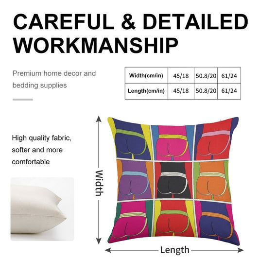 Pop Art Jockstrap Desire Nine Linen Throw Pillow Cover