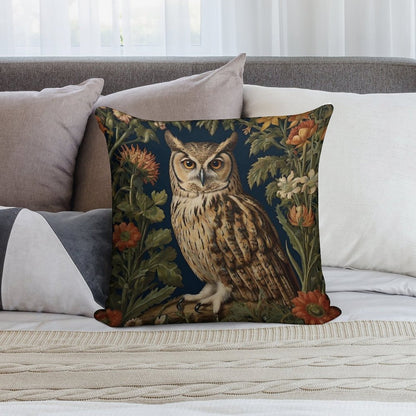 Vintage Forest Owl William Morris Style Soft Style Accent Throw Pillow