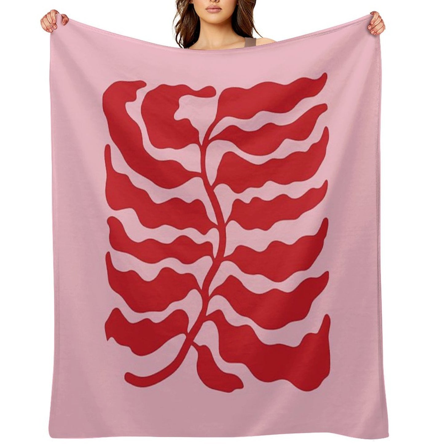 Wild Ferns Wine Edition Art Print  Mid-Century Edition Throw Blanket