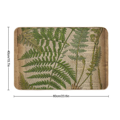 Vintage Foliage Hipster Botanical Print Fern Leaves Bath Mat