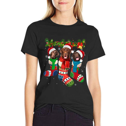 Chocolate Lab In Christmas Socks  Breathable T-Shirt