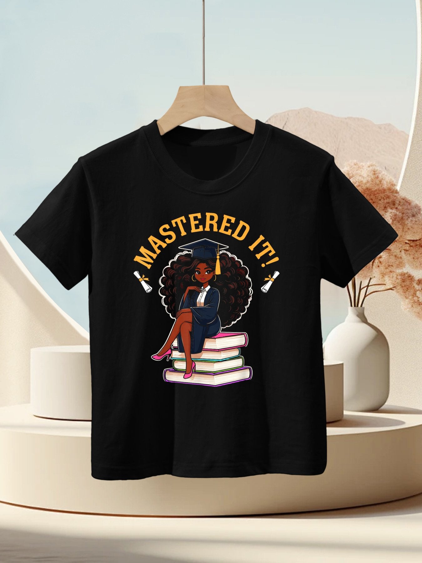Mastered It Black Girl Master Degree Graduation Kids T-Shirt