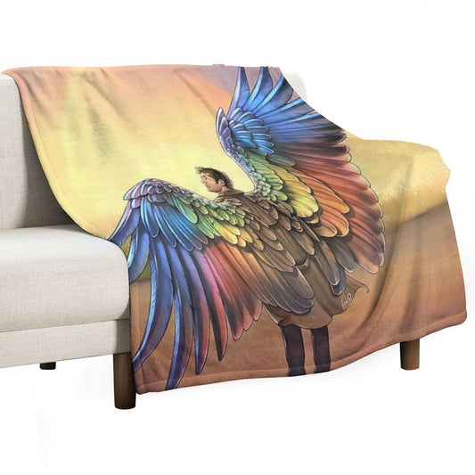 Rainbow Angel Throw Blanket