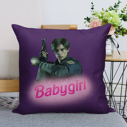 Leon Kennedy Babygirl Linen Throw Pillow Cover
