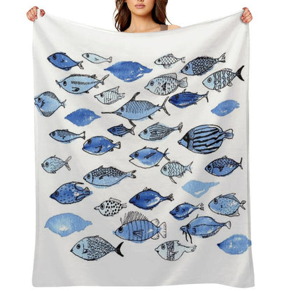 Blue Fishes Throw Blanket
