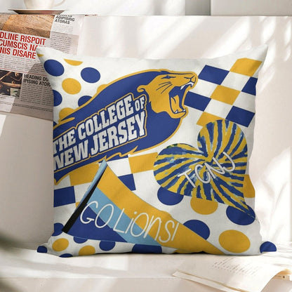 The College of New Jersey Collage Linen Throw Pillow Cover