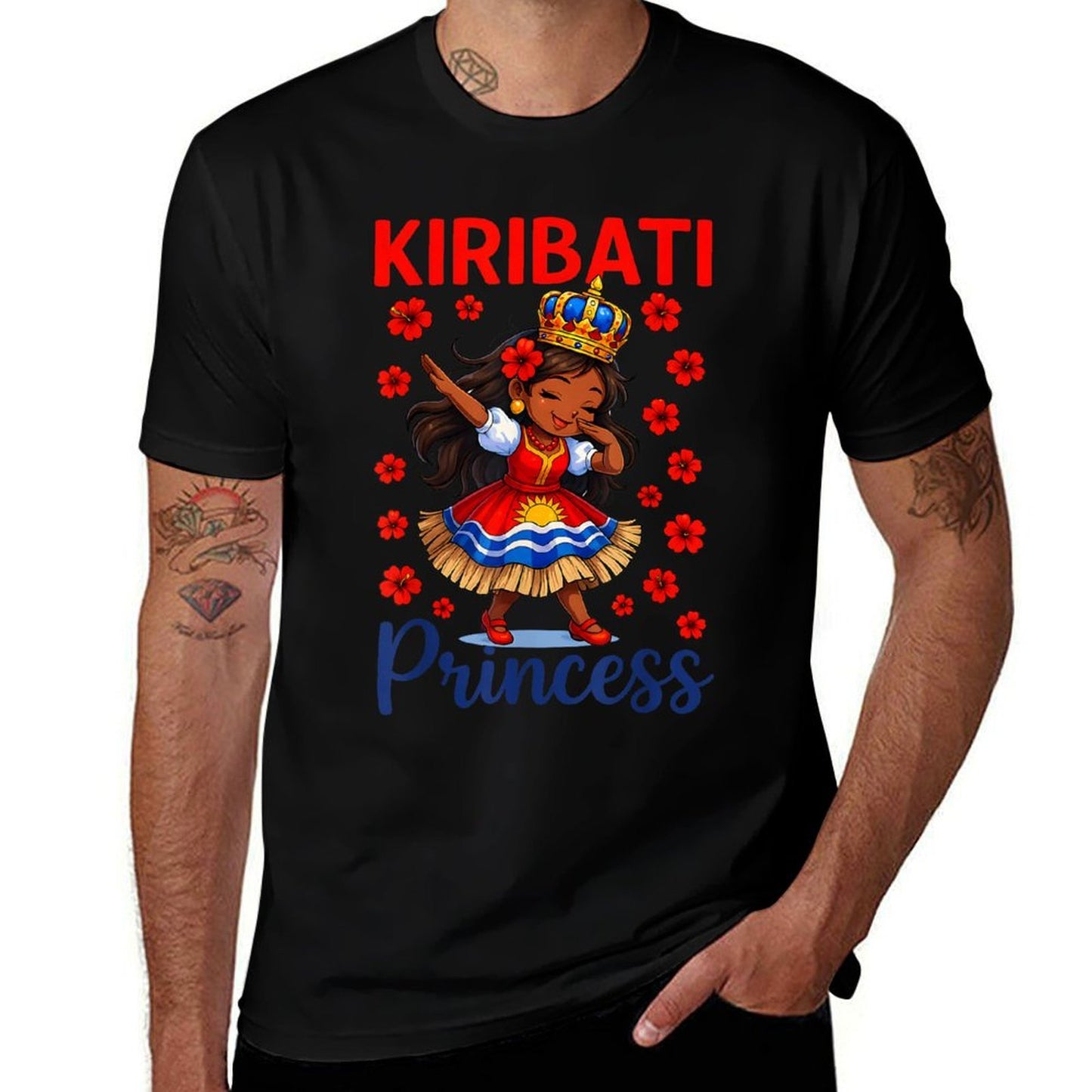 Kiribati Princess Girl Cute Island Pride Dab Crown  Easy-care T-Shirt