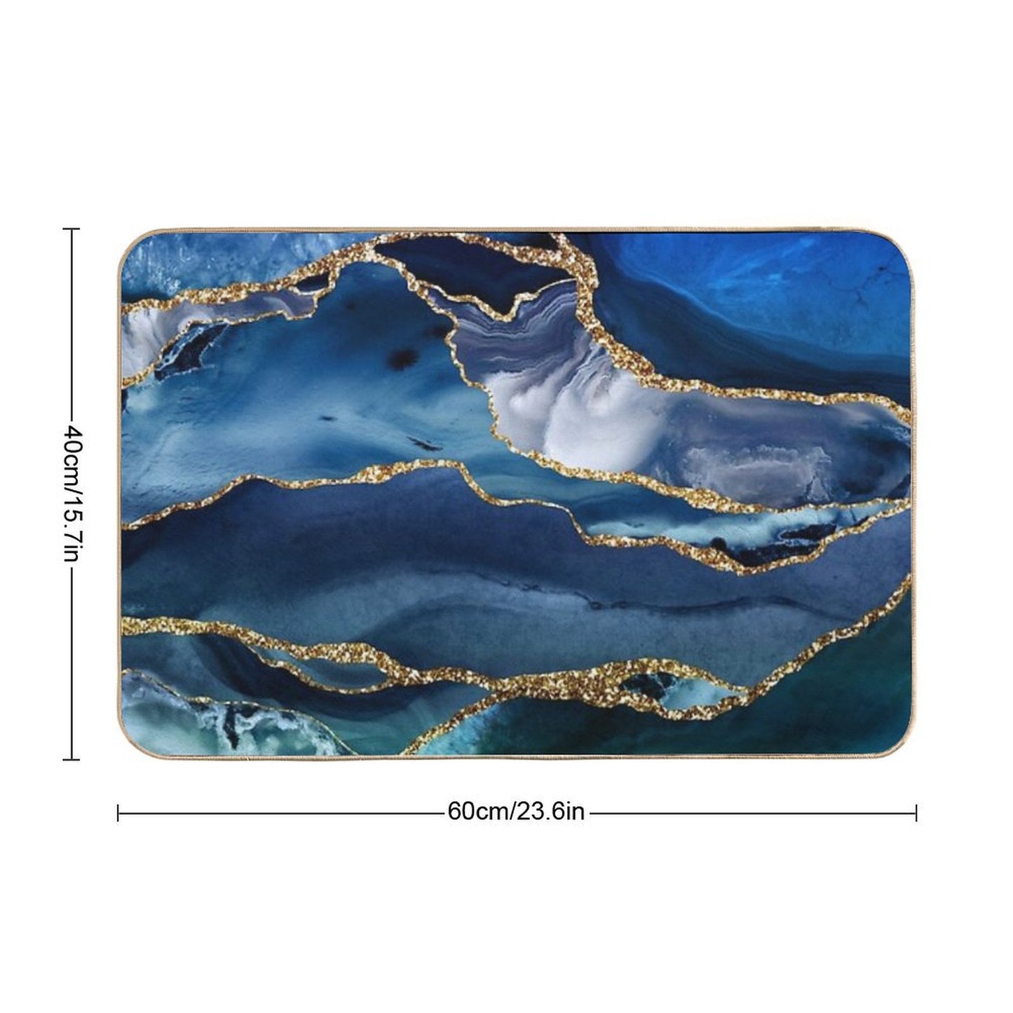 Faux Classic Blue Malachite Marble Bath Mat