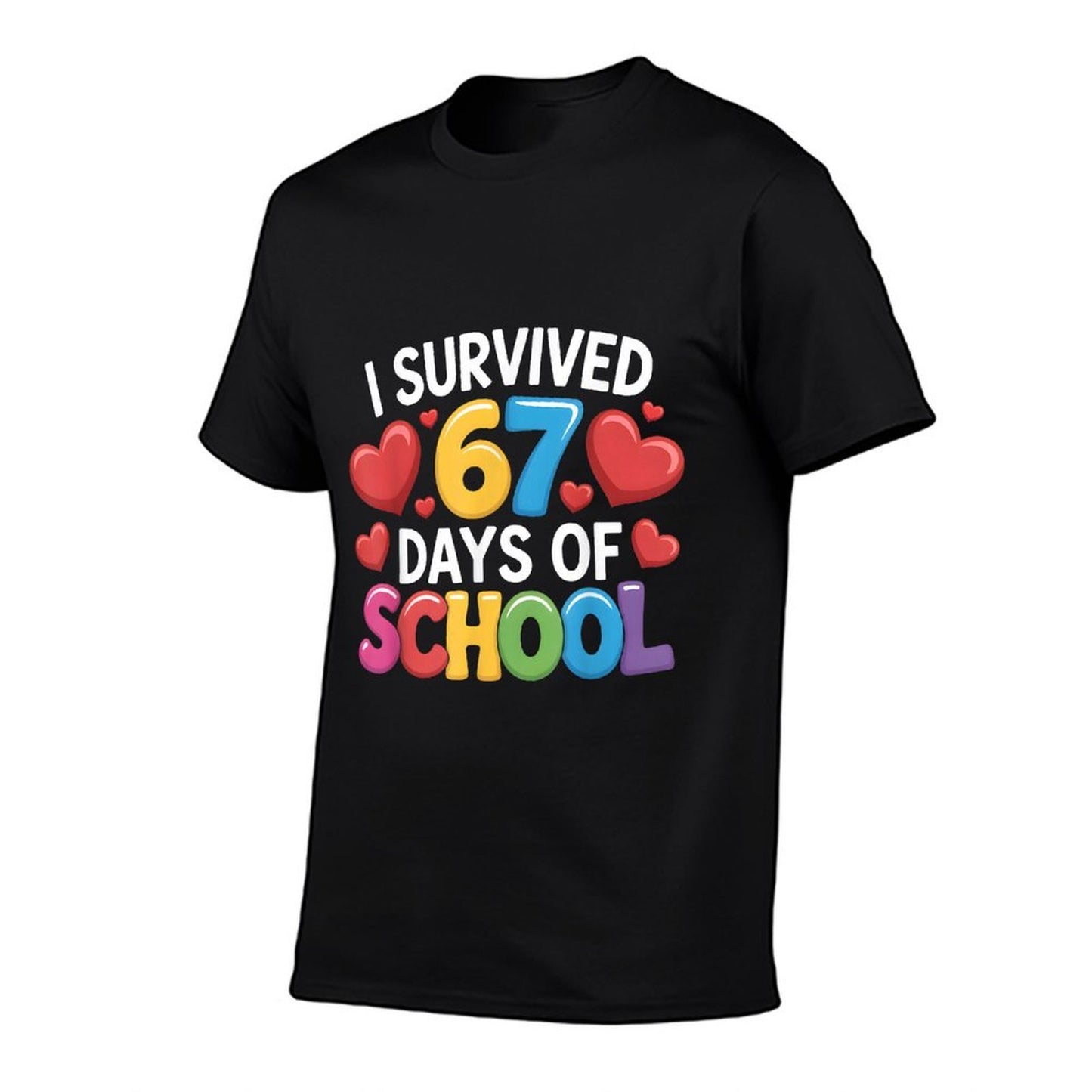 I Survived 67 Days of School Funny 67 Meme Teachers Students  Ribbed Collar T-Shirt