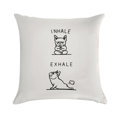 Inhale Exhale Frenchie Soft Reinforced Edging Throw Pillow