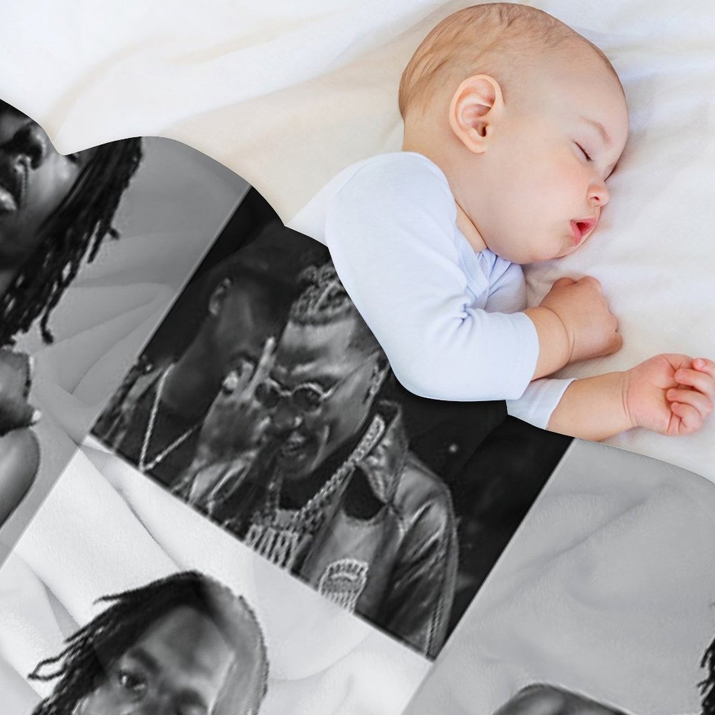Lil Baby  B&W Collage Throw Blanket