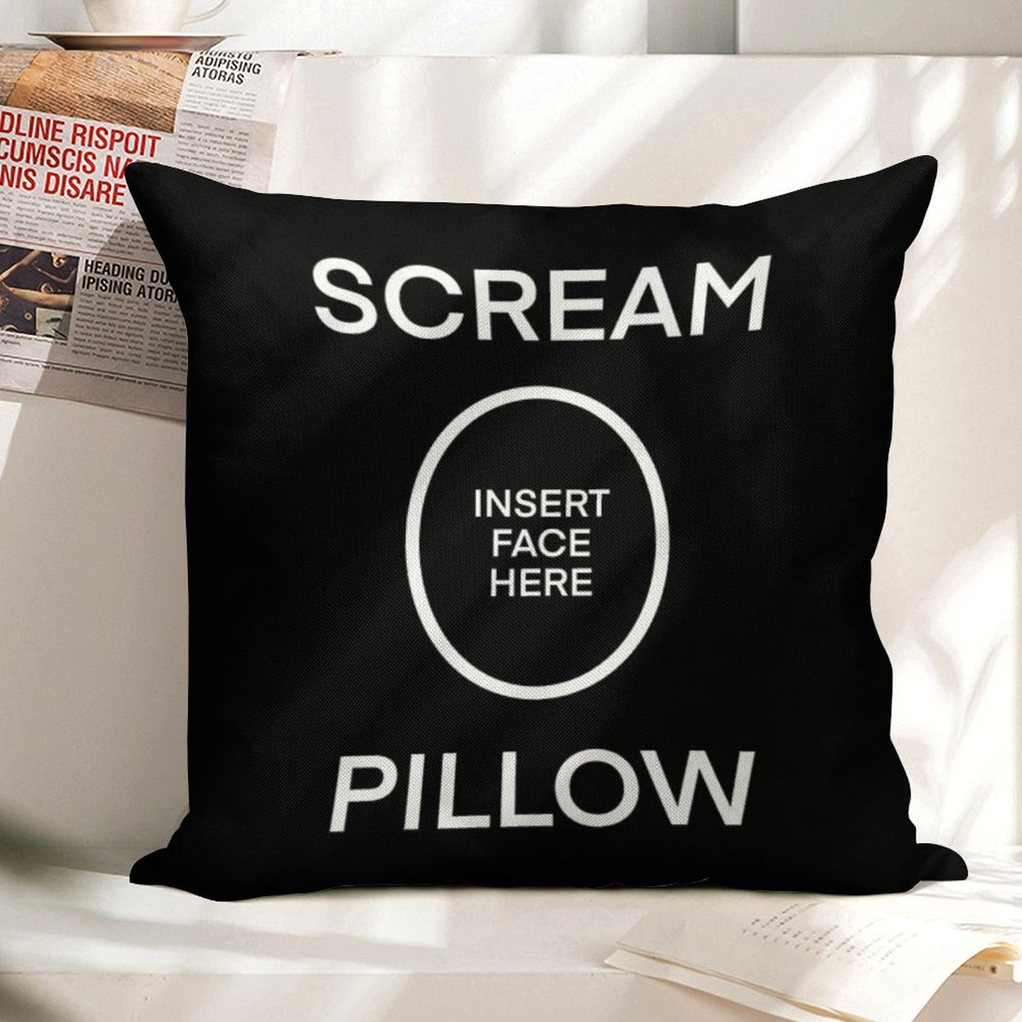 SCREAM PILLOW Linen Throw Pillow Cover